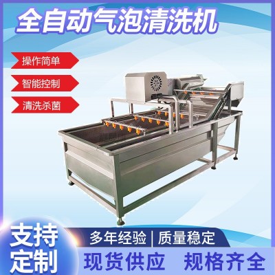 全自動(dòng)果蔬鼓泡式清洗機(jī)不銹鋼預(yù)制菜清洗設(shè)備蘋(píng)果大姜?dú)馀萸逑礄C(jī)