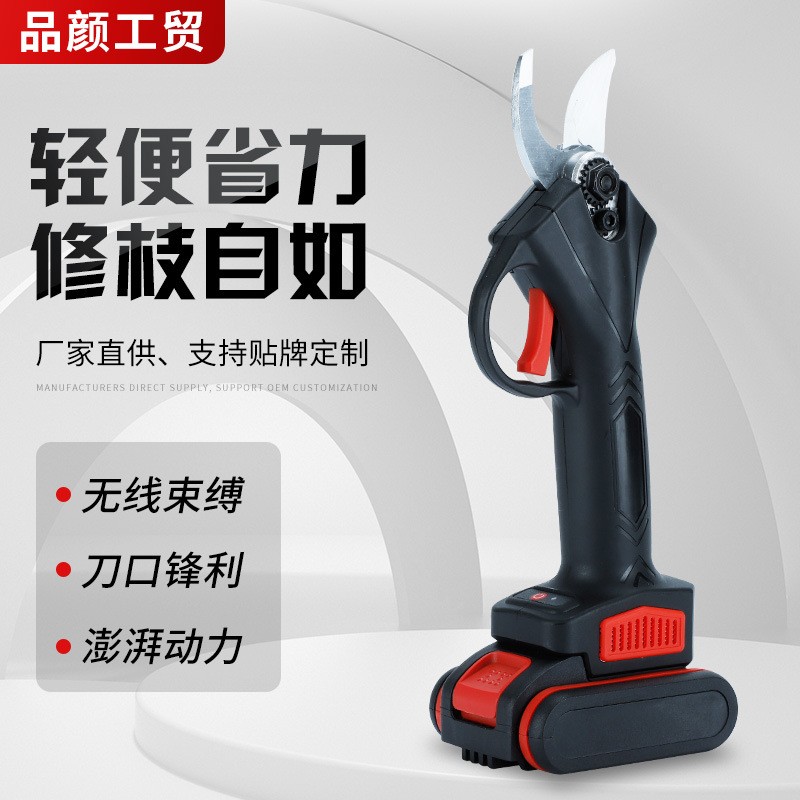 廠家直供電動(dòng)工具家用手持鋰電修枝剪園藝果樹粗枝修剪無線電剪刀