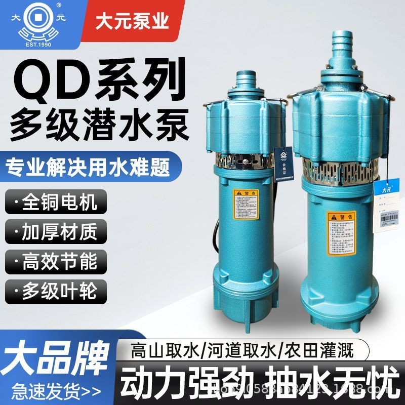 大元QD潛水泵多級小老鼠家用大流量農(nóng)用灌溉高揚程單相220V噴泉泵